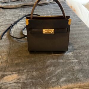 Tori Burch Navy Petite Lee Radziwill Double Bag